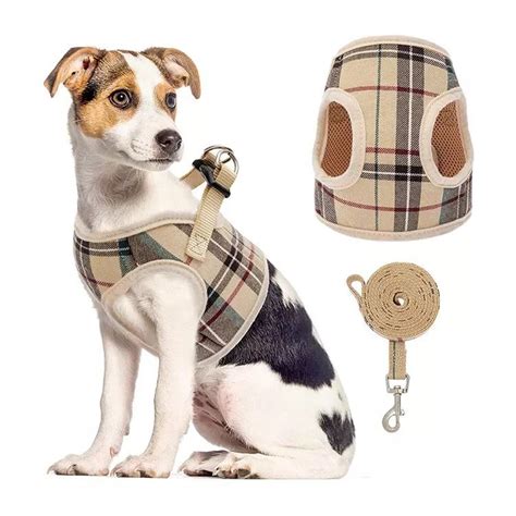 Burberry plaid dog harness